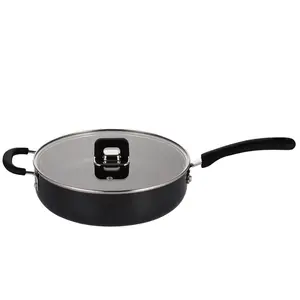 3.7Qt Non-Stick Saute Pan with Glass Lid | Stylish Cooking Pan with Silicone Handles, Space-Saving Foldable Knob - Induction, Gas, Electric, Ceramic Compatible Counter Cooktops - Kitchen Cookware