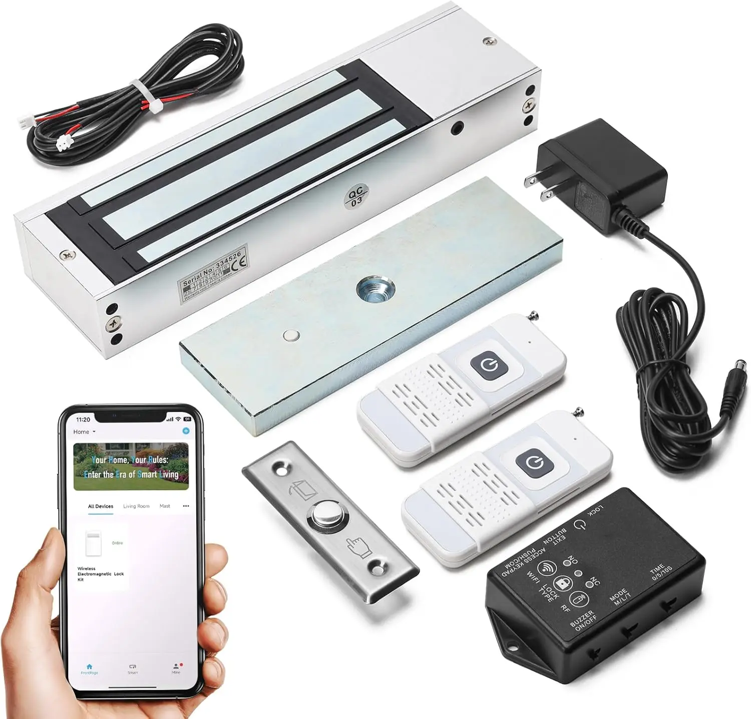 Stainless Steel App Control Smart Door Lock Complete Kit - 1200 lbs Holding Force, WiFi Lockable, 4 Modes, Sound Alerts, LED Status Lights, Easy Install for Wood/Metal/Glass Doors, Burglary Protection, High-Security Spaces, Keyless Entry