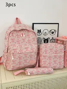Women's Bag Set with Three Pieces, Fashionable & Simple Design, Versatile Daily Commuting School Accessory, Practical Multifunctional Use, Casual Backpack