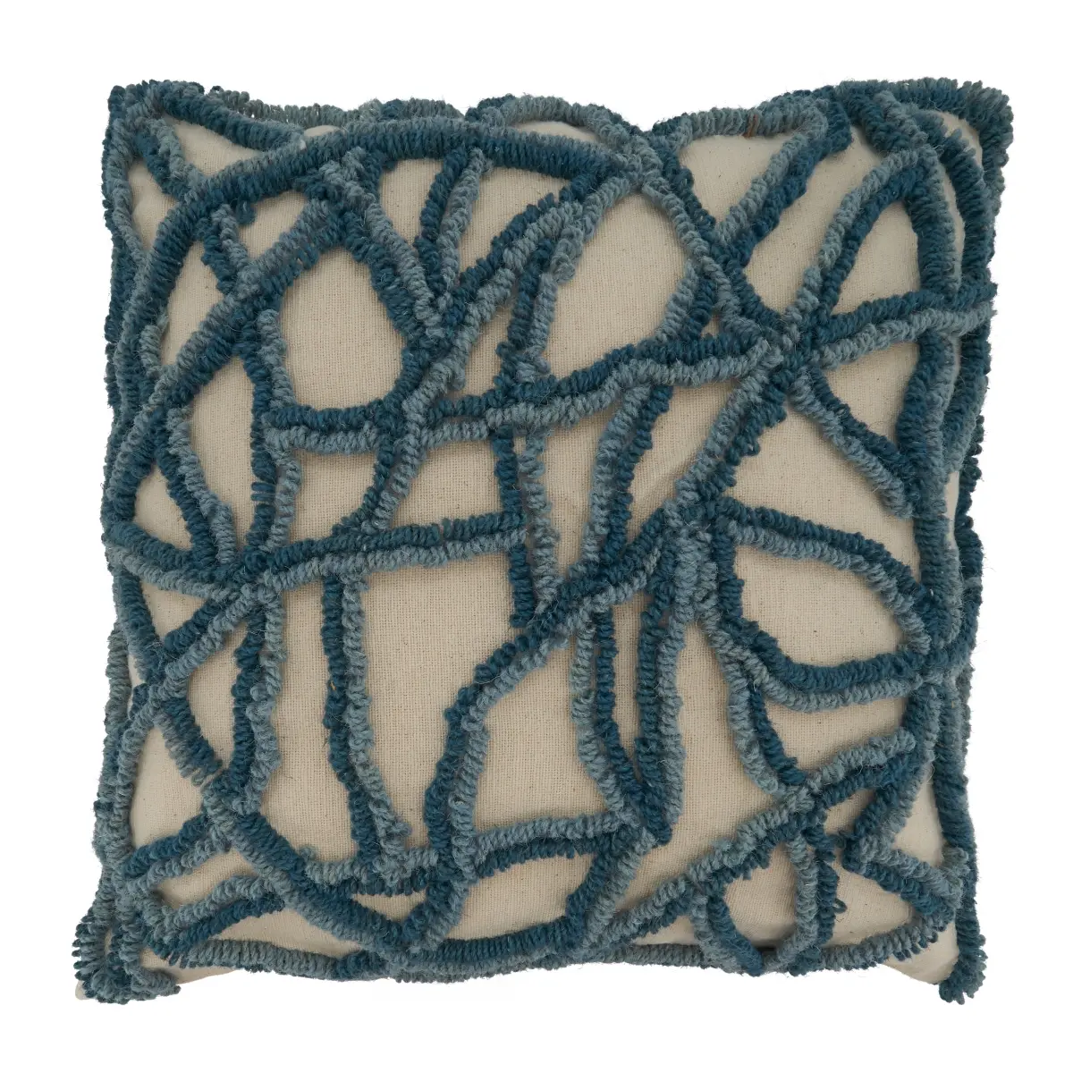 212 MAIN 100% Cotton Segmented Home Decorative Cushion, 20-in Square Cracked Mosaic Embroidered Throw Pillow, Plump Polyester Fill, Rich Texture, Embroidery Detail