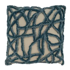 212 MAIN 100% Cotton Segmented Home Decorative Cushion, 20-in Square Cracked Mosaic Embroidered Throw Pillow, Plump Polyester Fill, Rich Texture, Embroidery Detail