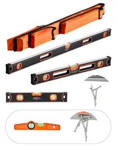 4-Piece Torpedo Level, 48/24/16/10 Inch Box Levels Set, Fluorescent Light Up Bubble Vials Ruler For 45/90/180 Degree, Aluminum Alloy Magnetic Leveler Tool, Shock-Proof, Durable Construction For Carpentry, Home Improvement, And DIY
