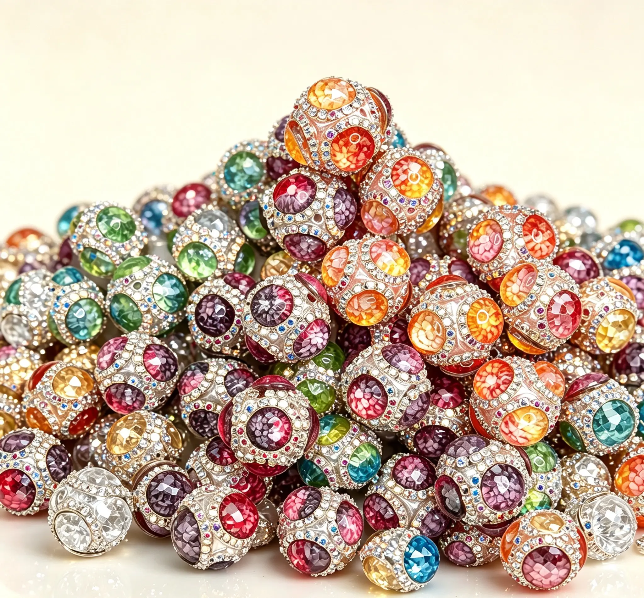 [ywzq]Rhinestone Crystal Large Hole Beads Bulk, Mixed Styles Focal Spacer Beads For DIY Bracelet, Beadable Pen, Handmade Jewelry Making Supplies