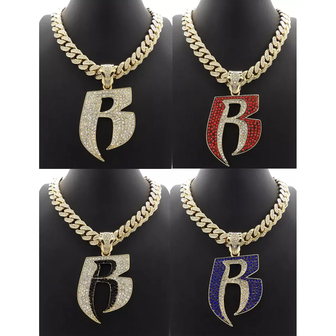 MaxBling81 Men's Gold Initial Necklace - 13mm Iced CZ Cuban Chain Link Necklace, Personalized Zirconia Pendant, Gold-Plated Daily Fashion Costume Jewelry (18in,20in,24in,30in Sizes), Personalized Initial Necklace