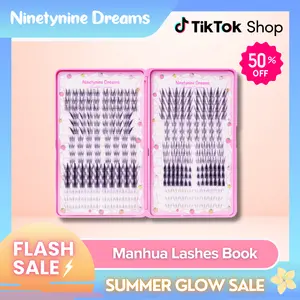 Ninetynine Dreams THE MANHUA LASHES BOOK | includes 10 Styles of Anime Manhua Douyin False Eyelash Clusters — Natural to Dramatic Upper & Bottom Lashes, Reusable Long-Lasting Ultra-Thin Band Individual Eyelashes Travel Friendly Lash Set for Beginners