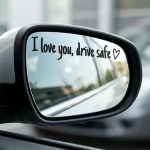 "I Love You, Drive Safe" Premium Vinyl Mirror Sticker - Waterproof & UV-Protected - Perfect Gift for Drivers - Aesthetic White/Reflective Silver - Easy Apply & Remove - Crystal Clear Design - Nail,summervibes