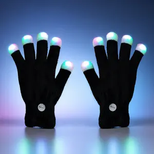 LED Light Up Gloves, Colorful Flashing Finger Glow Gloves for Rave, Party, Concert, Festival & Dance Performance