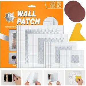 Wall Patch Kit, 15 count  Self-Adhesive Mesh Repair Patches for Drywall, Multiple Sizes 2/4/6/8 Inch, Permanently Repairs Damaged Walls and Ceilings