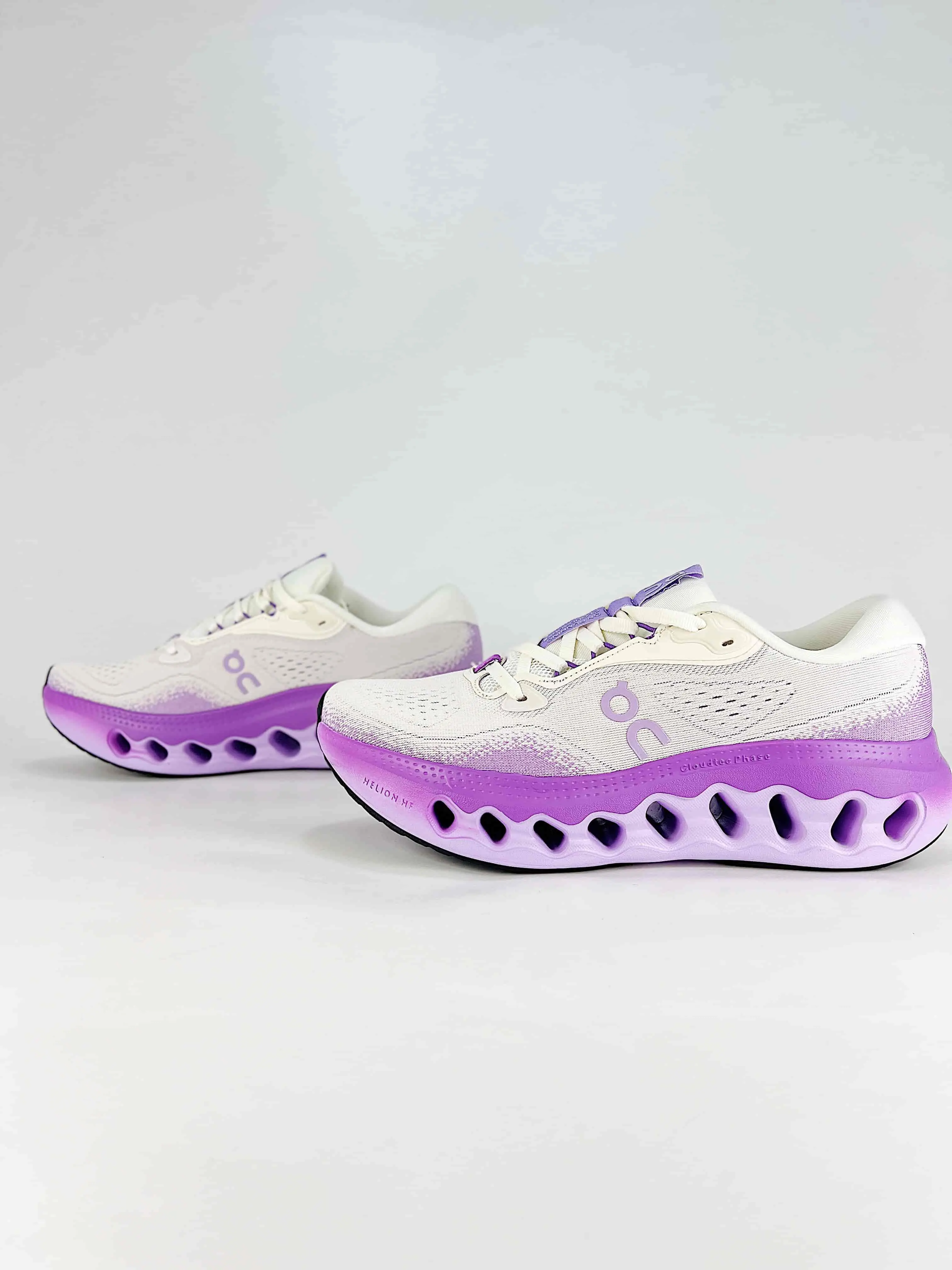 Off‑White Purple Knit Mesh Low‑Top Running Sneakers Hollow Cut Thick Cushion Sole Lightweight Breathable Non‑Slip Outdoor Jogging Daily Athletic Trainers For Women