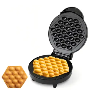 Bubble Waffle Maker- Electric Non stick Hong Kong Egg Style Design, 7" Round Waffler Iron Griddle - Ready in under 5 Minutes (1000W, Black)