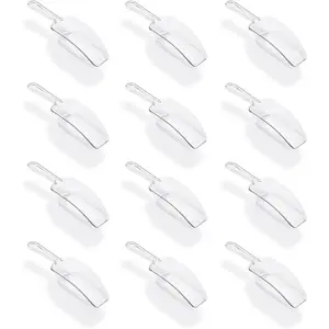 5.5" Mini Acrylic Plastic Kitchen Scoops for Weddings Candy Dessert Buffet Ice Cream Protein Powders Coffee Tea (Clear)