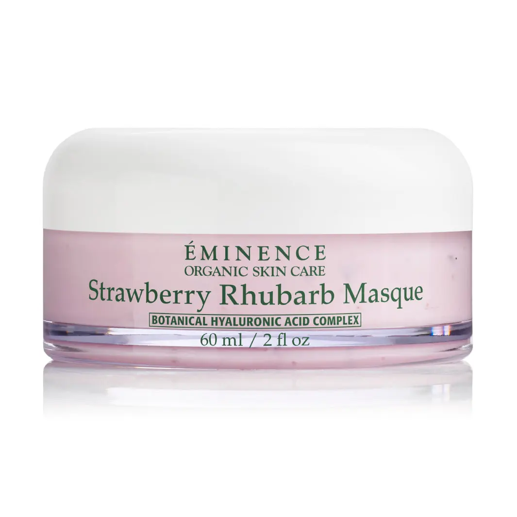 Eminence Organics Strawberry Rhubarb Masque, Hydrating Calming Face Mask with Grape, Hyaluronic Acid & Salicylic Acid for Skincare, Moisture, Facial Mask