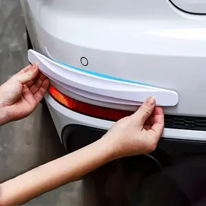 4pcs Carbon Fiber Anti-Scratch Protector Kit - Durable PC Material, Easy Install Front & Rear Corner Bumper Guards, White with Blue Accents, Fits All Cars, Carbon Fiber Car Accessories