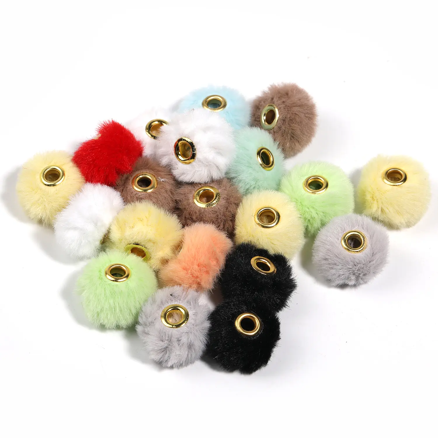 [B90]DIY accessories Straight hole hair ball(and other things)  loose bead Teddy ball big hole bead mobile phone chain decorative chain beaded