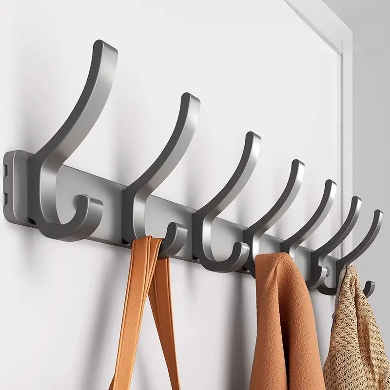 Heavy-Duty Metal Wall-Mount Hanging Hooks Coat Rack - No-Drill Heavy-Duty Adhesive, Double-Layer Storage, Strong Load-Bearing Space Saver for Entryway, Bathroom Indoor Organizer for Coats, Hats, Bags, Keys