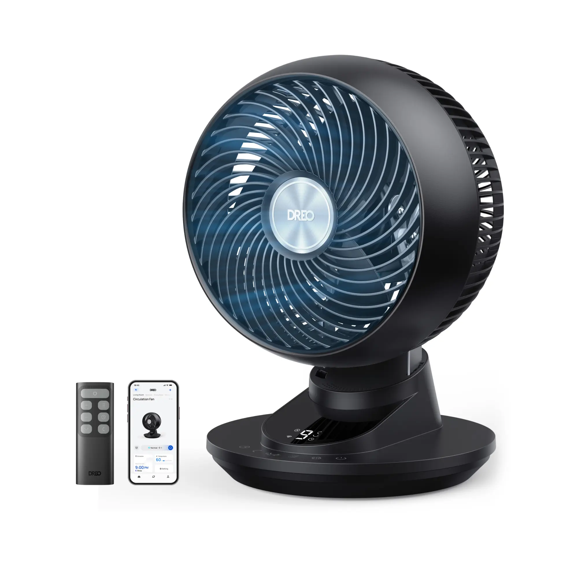 DREO Smart 12-Inch Modern Compact Multifunctional Pedestal Fan for Bedroom Home Users, Powerful Turbowind, 85ft Airflow, 20dB Ultra Quiet, 90°+90° Oscillating, App & Voice Control, 9 Speeds, 8/12H Timer, Office Use,back to school,back to school haul