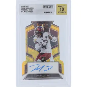 Jahan Dotson Washington Commanders Autographed 2022 Panini Select Gold Prizm Die Cut #RS-JD #3/10 BGS Authenticated Auto 10 Rookie Card - Fanatics Authentic Certified