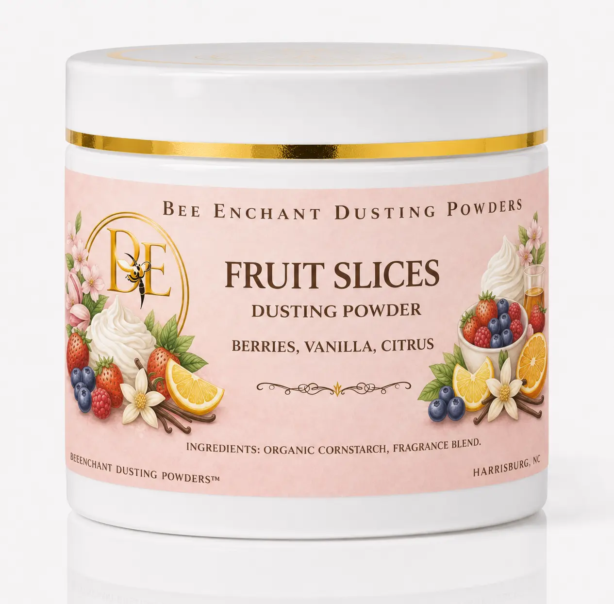 Bee Enchant’s Fruit Slices Custom Body Dusting Perfume Powder- Scented - Finely Milled powder Talc-Free Fragrance Vanilla Daily- Natural Shower Powder Cosmetic-body powder- perfume powder