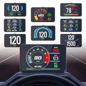 P16 Car Head-Up Display, Car Display Screen with 360 Degree Rotating Suction Cup Stand, Obdii Smart Speedometer, Rpm, Water Temperature, Voltage, Engine Fault Alarm