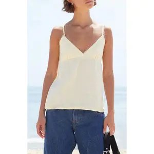 John Galt Women's Yellow Edith Linen Tank Top