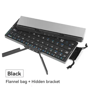 Charging Wireless Bluetooth-compatible Keyboard, Foldable Keyboard with Hidden Stand & Bag, Portable Keyboard for Phone & Tablet, Tech Gadgets