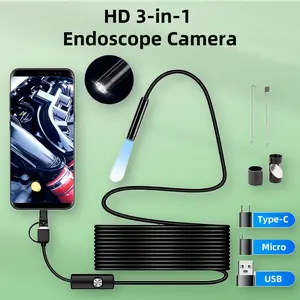 New high-definition endoscope for taking photos and recording videos, visual blind spots of air-conditioning pipes, automobile engine repairs, sewer dredging, internal camera probe, three-in-one interface endoscope