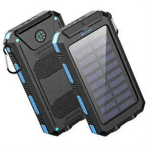 20000mAh Solar Charger Power Bank, Portable Charger Fast Charger Dual USB Port Built-in Led Flashlight and Compass for All Cell Phone and Electronic Devices, Solar Power Bank Charger Travel Gadgets