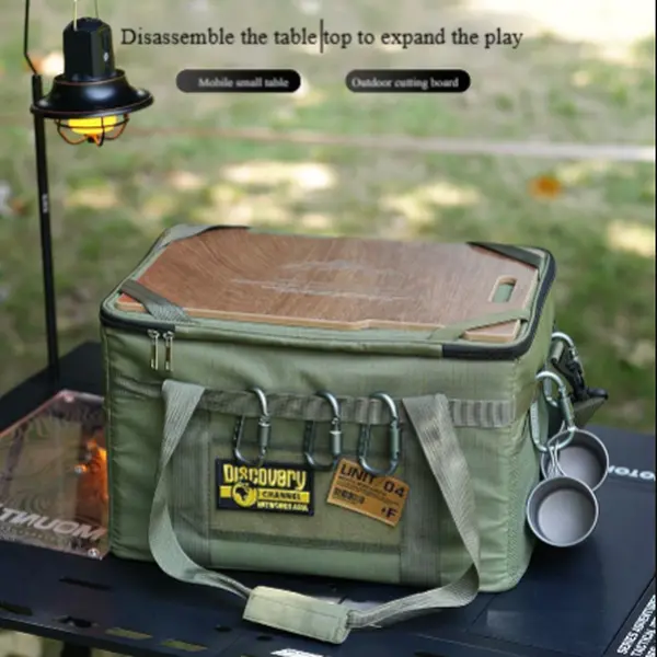 Outdoor multi-functional camping tactical storage bag with table board, portable camping gear bag, outdoor miscellaneous bag