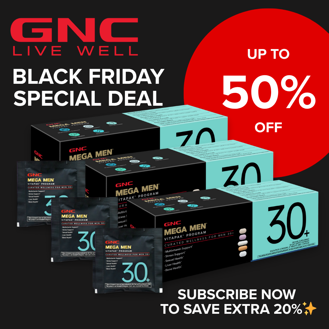 GNC 3-Pack Bundle: Mega Men's 30+ Vitapak, 90 day supply, Stress & Bone Support,...