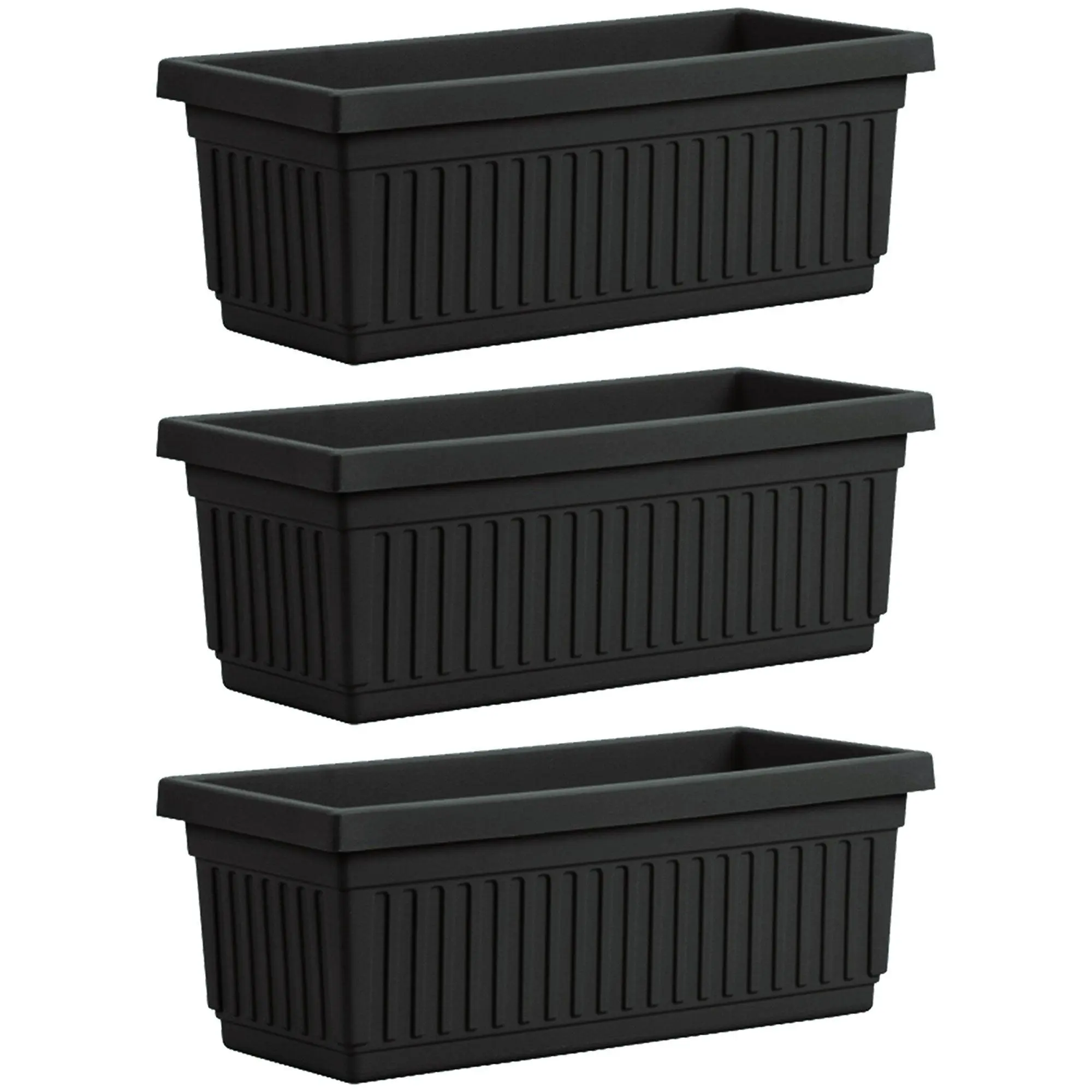 HC Companies 30 Inch Fluted Plastic Venetian Garden Flower Window Box (3 Pack)