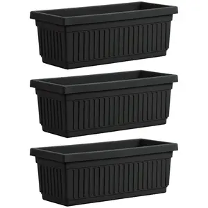 HC Companies 30 Inch Fluted Plastic Venetian Garden Flower Window Box (3 Pack)