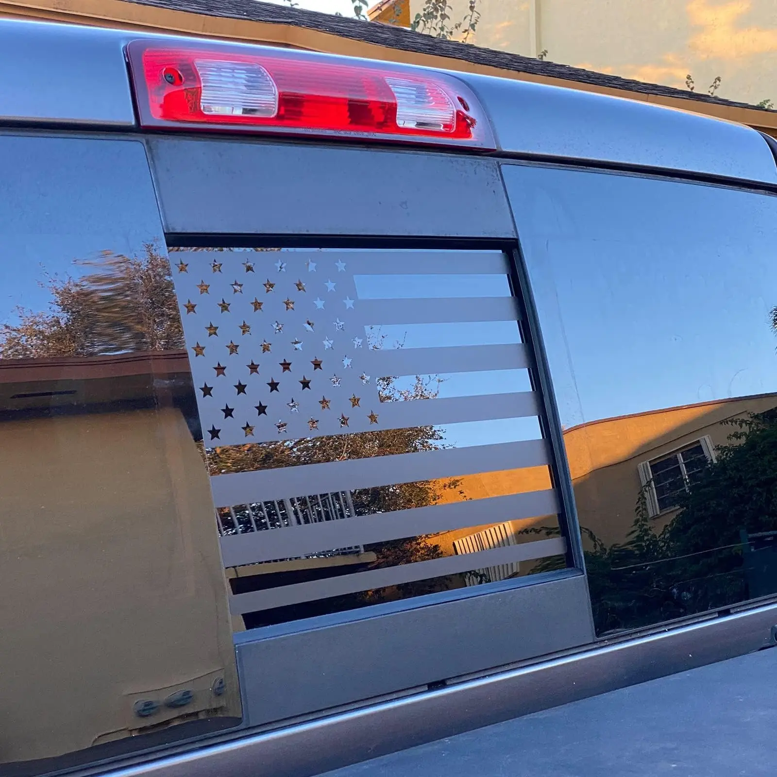 for Toyota Tacoma 2024 2025 2026 Rear Middle Window American Flag Decal, Matte Black USA Flag Vinyl Sticker for Tacoma Truck Back Sliding Window, Patriotic Decal for Tacoma Accessories