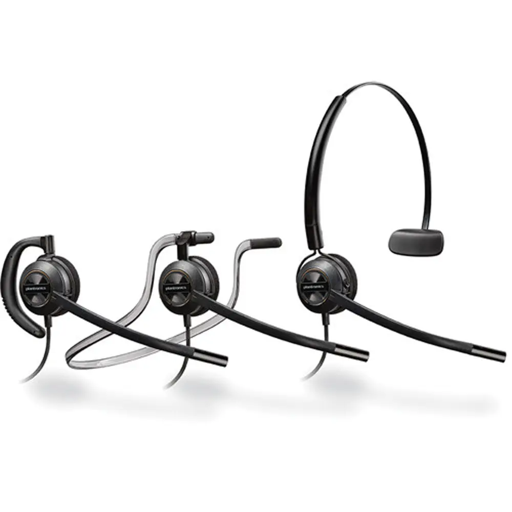 Poly EncorePro HW540 Lightweight 3-in-1 Over-Ear Behind-the-Neck Headphones with Premium Audio, 3 Wearing Styles for PC Gaming, Desk Phone Users