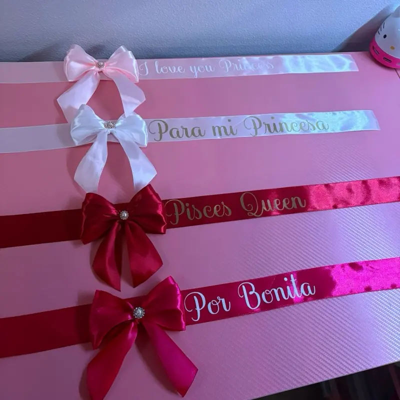 Custom Banner for Bouquet with Elegant Bow Designs and Personalized Text for Special Occasions