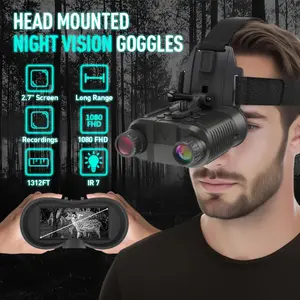 Head-Mounted Night Vision Goggles with 1312ft Long Range, 8X Magnification & 32GB TF Card - Infrared Binoculars with USB Charging, Compatible with Military Tactical Helmets for Hunting, Camping, Outdoor Activities - Durable Construction