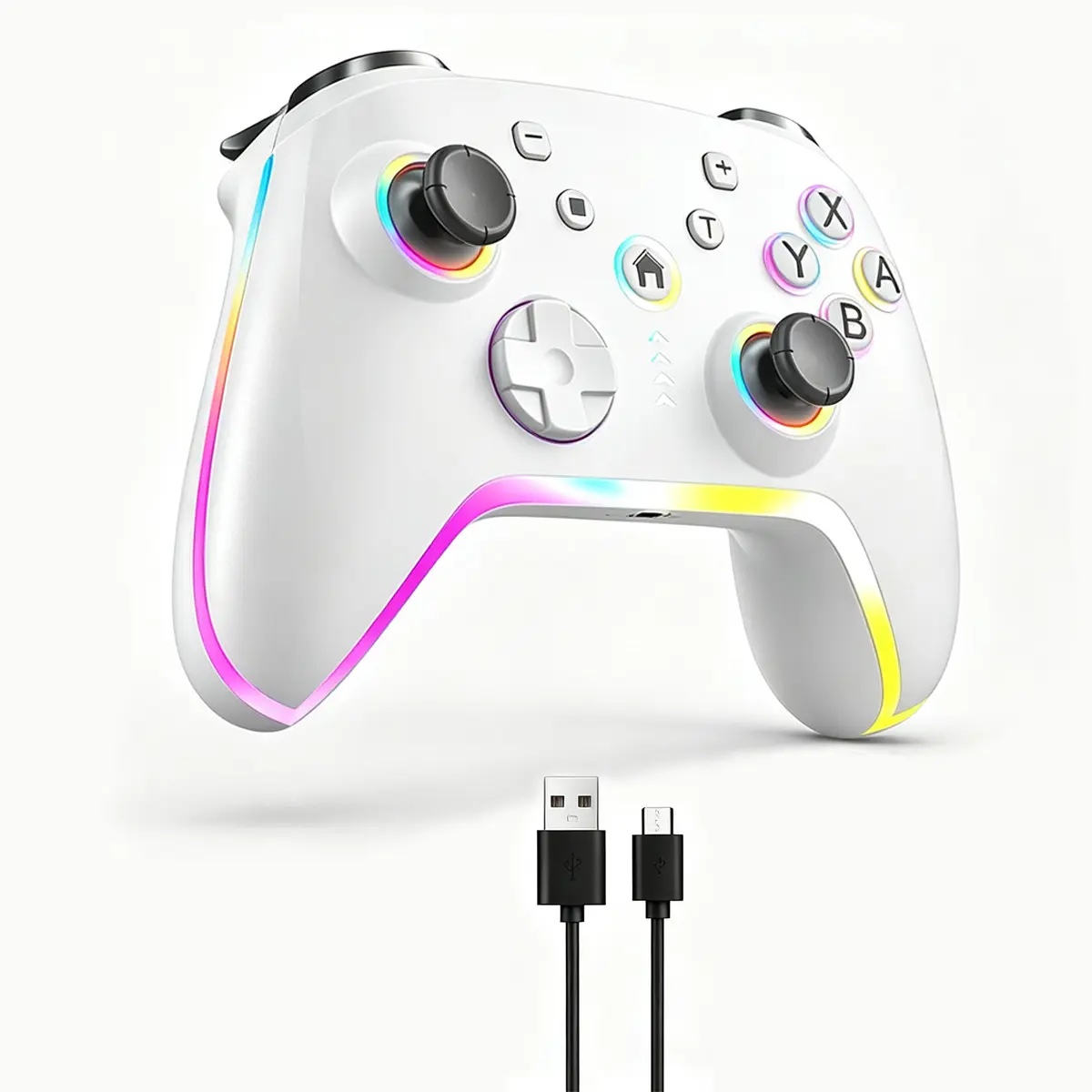 Wireless Pro Switch Controller for Switch 2/Switch/Lite/OLED,Replace for Switch Accessories upgraded,Support PC game Android/iOS with 7 RGB LED lights,Built-in 800mAh Battery,Programmable, effect joystick.Adjustable Turbo Dual Vibration Function, Console