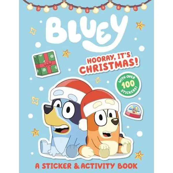 Bluey: Hooray, It's Christmas! English Sticker & Activity Book - Soft Cover Paperback, Penguin Young Readers Licensed, 50+ Stickers, Puzzles, Games, 0.4 Lbs, 10.6" H x 8.3" L x 0.2" W, None