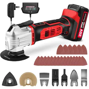 Cordless Oscillating Tool 20V  ed Oscillating Multitool with 2.8? Oscillation Angle, Variable Speed Oscillating  w/ 31 count Accessories for Scraping/ & Sanding - Red