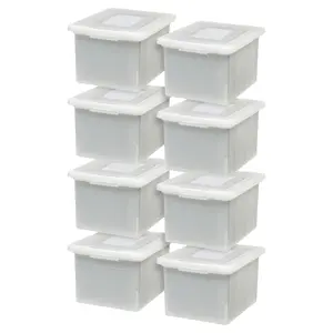 IRIS USA 8 Pack Plastic Organizer with Lids for Letter/Legal File, 35 Qt, Pearl