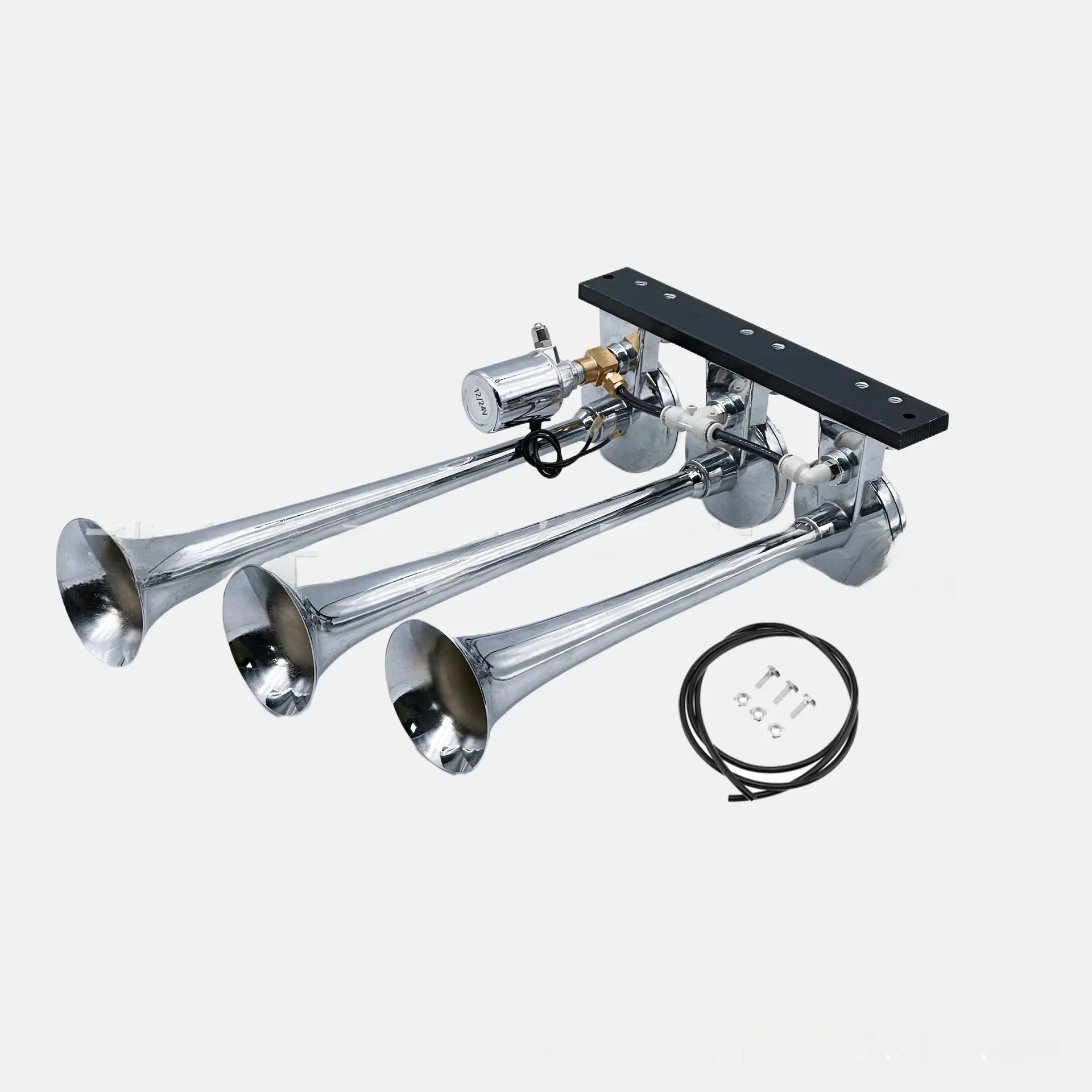 Heavy Duty 4-Tube Metal Air Horn, Super Loud Warning Signal for Trucks, Engineering Vehicles, Boats & Yachts