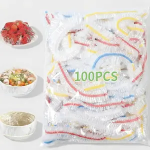 Plastic Bowl Covers Dish Cover Food Cover, 100pcs Reusable Elastic Stretch Fresh Keeping Covers, Kitchen Dining Cookware Canning Lids Food Bags, Universal Kitchen Plastic Wrap [Colorful]