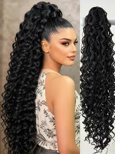 Heat Resistant Synthetic Ponytail Extension, 24 Inch Curly Puffy Multi-Color Claw Clips, Synthetic Hairpiece, Natural Look for Women, Daily Use & Special Occasions