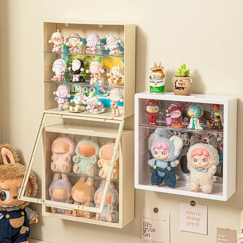 1 Blind Box Storage Display Shelf - Wall-mounted Pop Mart & LABUBU Display Case, White Showcase with Adjustable Shelves, Adjustable Height Display, For Collectibles and Toys, Home Storage Cabinet