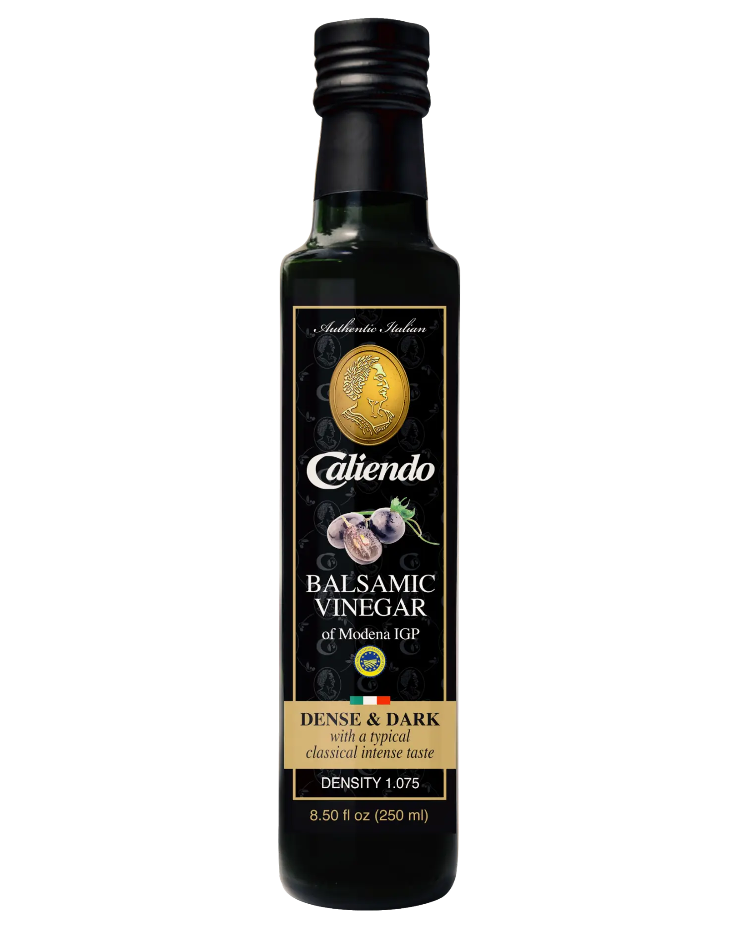 Caliendo Authentic Italian Balsamic Vinegar of Modena of IGP, 1.075 Density 8.5 Fl Oz Glass Bottle