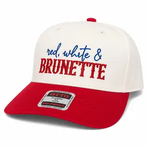 Red White & Brunette Hat - Funny 4th of July Patriotic Snapback, Vintage Country Concert Summer Beach Cap,Summerwins Independence Day America Style Party Gift for Her