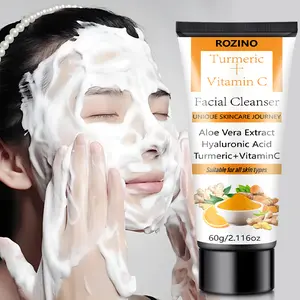 Rozino Turmeric Vitamin C Cleansing Cream 60g, Gentle Cleanse, Brightening & Moisturizing, Suitable for All Skin Types, Travel Essential, Facial Cleanser