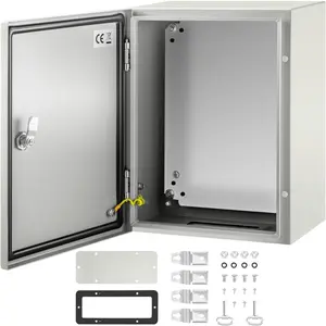 VEVOR NEMA Steel Case, Dimensions 16x12x8 inches, NEMA 4X Steel Electric Enclosure, IP66 Rated for Water and Dust Resistance, Suitable for Both Outdoor and Indoor Use, Includes Mounting Plate