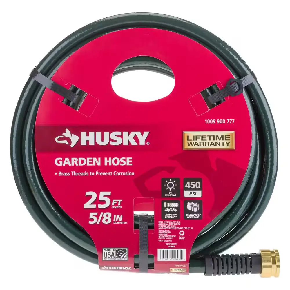NEW 25 ft Heavy Duty Garden Hose 5/8 in Diameter with Crush Proof Couplings Husky
