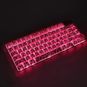 Minimalist Theme Side Engraved Translucent Keycap, Full Five Sided Heat Sublimation Keycap, Keyboard Accessories for Gaming