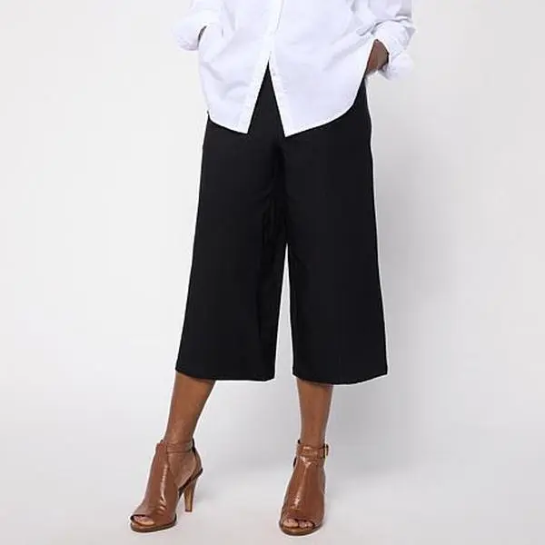Nina Leonard Wide Leg Elastic Waist Crop Pant Nina Leonard Wide Leg Elastic Waist Crop Pant